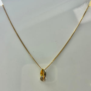 Pendentif Solitaire Or Jaune et Blanc 18 K