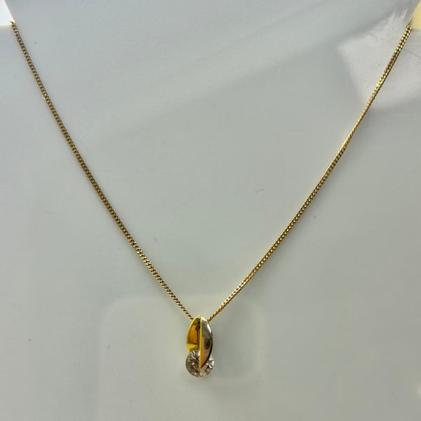 Pendentif Solitaire Or Jaune et Blanc 18 K