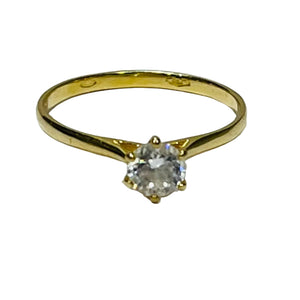 Bague Solitaire Or Jaune 750/1000 avec Oxyde