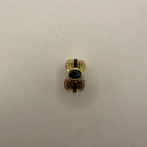 Bague en Or Jaune 18 Carats avec Diamants et Saphir 8.14 Taille 56