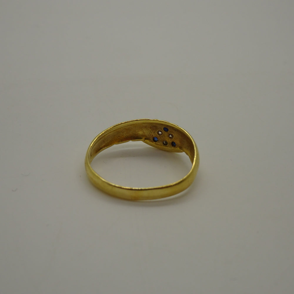 Bague Diamants et Spinelle Bleu en Or Jaune 18K