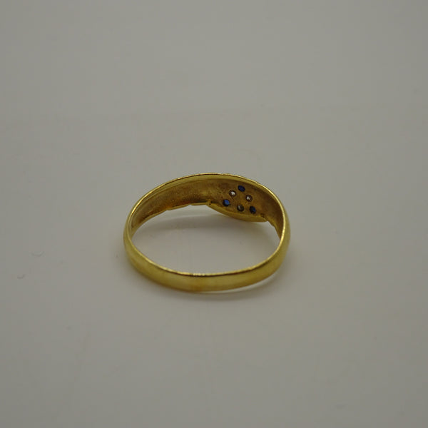 Bague Diamants et Spinelle Bleu en Or Jaune 18K