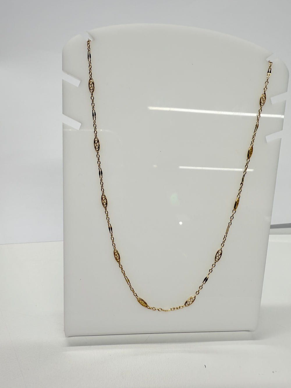 Collier Or Jaune Longue Chaîne Maille Filigrane 18k