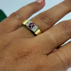 Bague en Or Jaune et Gris 18K - Taille 54 - 6.02G