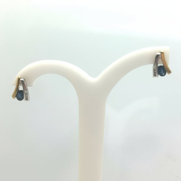 Boucles d'Oreilles Or Jaune et Or Blanc 18 K