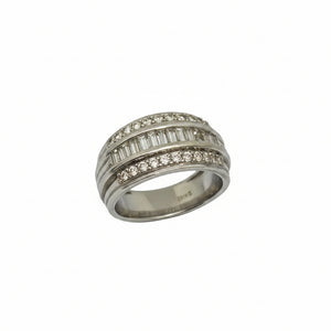 Bague Tank en Or Blanc 18 K - Taille 60 - 7.23 G