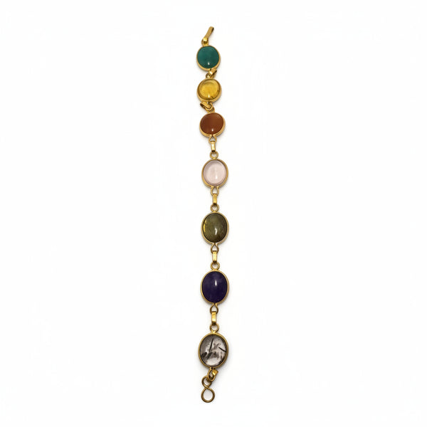 Bracelet en or avec 7 pierres naturelles
