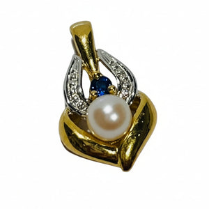 Pendentif Or 750/1000, Saphir et Perle 18K - 0.85Grs