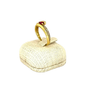 Bagues Marguerite en Or Jaune 18K avec Diamants et Rubis - T50 - 1.93gr