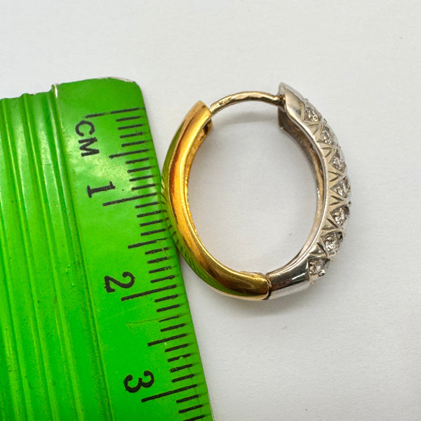 Créoles Or Jaune et Blanc 18K avec Oxydes de Zirconium - 11.21 Grs