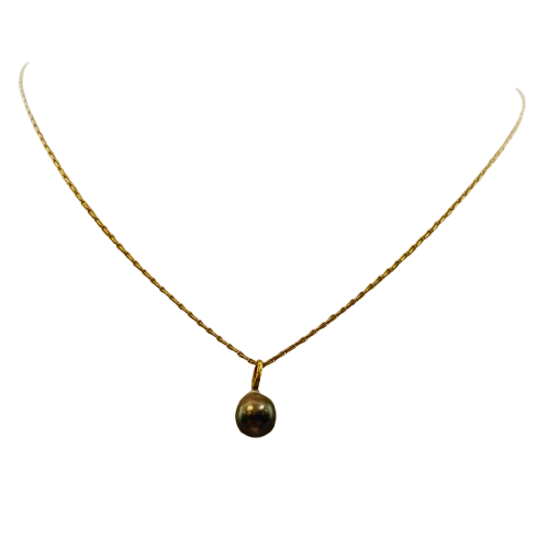 Collier Princesse en Or Jaune 18 carats avec Perle Tahiti - 3.68 Grs