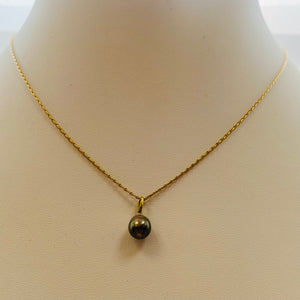 Collier Princesse en Or Jaune 18 carats avec Perle Tahiti - 3.68 Grs