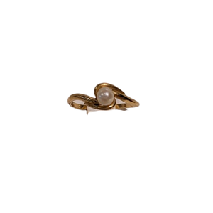 Bague en Or Jaune avec Perle Naturelle 1.30 Grs - Taille 52
