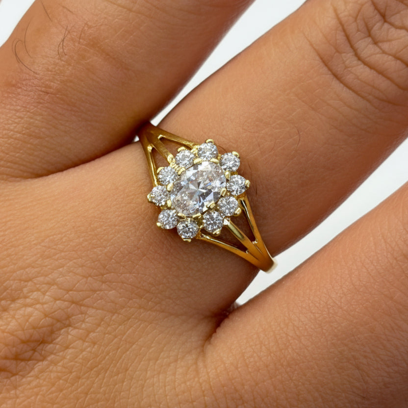 Superbe Bague Marguerite en Or Jaune 750/100
