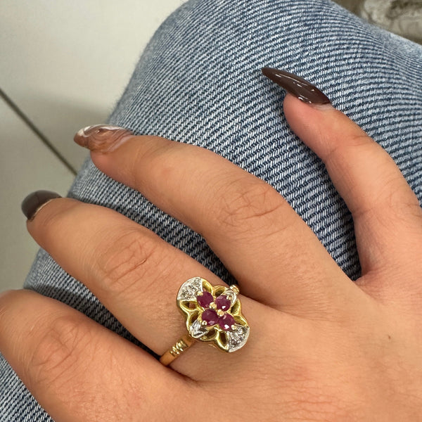 Bague en Or Jaune et Rubis 18 Carats Taille - 58