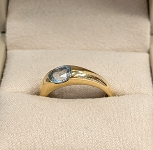 Bague en Or Jaune 18K avec Aigue Marine 2.37 Grs - Taille  52.5