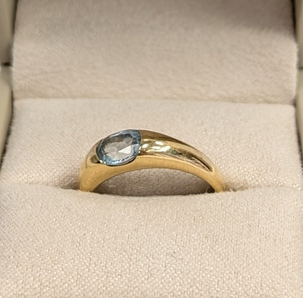 Bague en Or Jaune 18K avec Aigue Marine 2.37 Grs - Taille  52.5