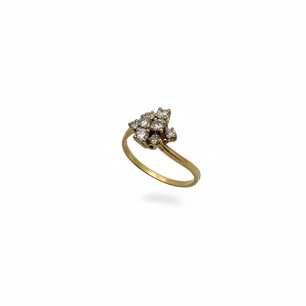 Bague Bouquet en Or Jaune 18K - 2.09 G - T 52 avec Diamants