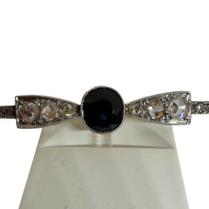 Broche en Or Jaune 18k avec Diamants et Saphir - 5.54 Grs