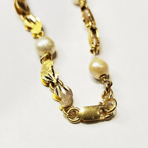 Collier Ras du Cou en Or Jaune 18K avec Perles - 13.54 Grs