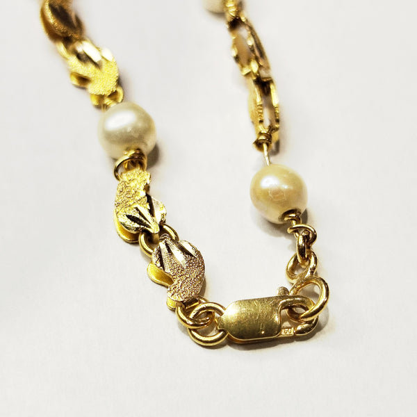 Collier Ras du Cou en Or Jaune 18K avec Perles - 13.54 Grs