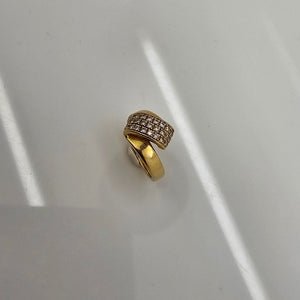 Jonc en Or Jaune 18K avec Diamants - T53 - 6.66gr