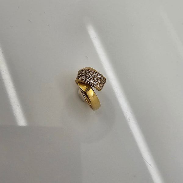 Jonc en Or Jaune 18K avec Diamants - T53 - 6.66gr
