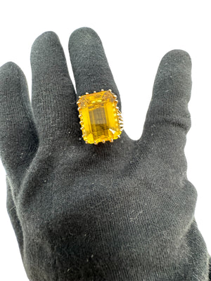 Bague Chevalière Or Jaune 18K avec Citrine 3 Carats