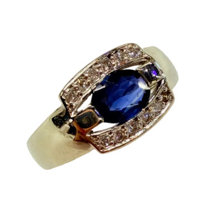Bague en Or blanc 18 k Diamants et Saphir