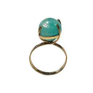 Solitaire en or jaune 18 carats avec agate nature