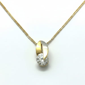 Pendentif Solitaire Or Jaune et Blanc 18 K
