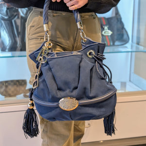 Sac Lancel Brigitte Bardot en Daim Bleu Foncé