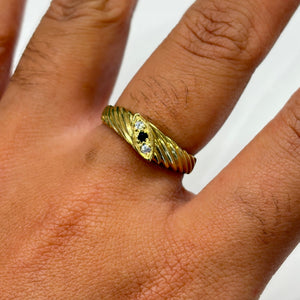 Bague Empierrée Or Jaune 750 avec Saphir et Oxyde