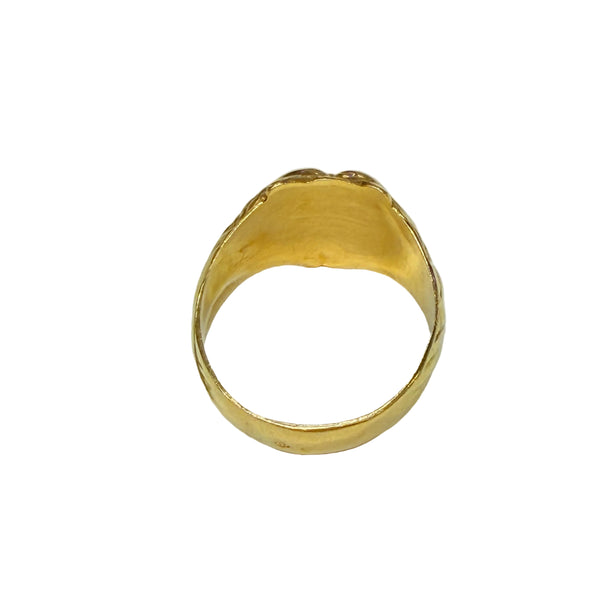 Bague Tête de Lion Or Jaune 18k avec Rubis