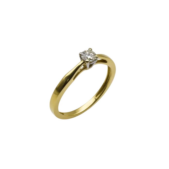Solitaire en Or Jaune 18K - Taille 49 - 1.77 Grs