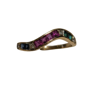 Bagues en Or Jaune avec 18k Diamants et Pierres Naturel - 1.62gr - T56