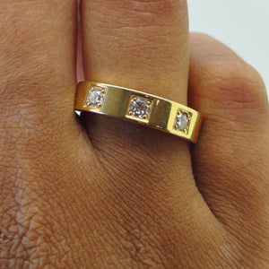 Bague en or jaune 18K diamants - taille 54- 5.87g