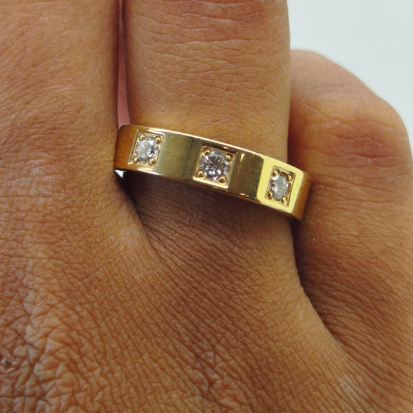 Bague en or jaune 18K diamants - taille 54- 5.87g