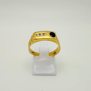 Bague en or jaune 18 K avec diamants et saphir - T 58