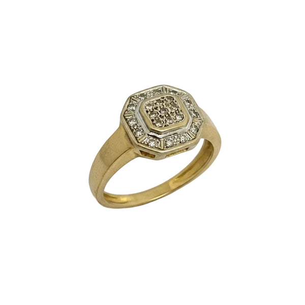 Bagues Ancienne Or Jaune 18K avec 21 Diamants - T57 - 5.01gr