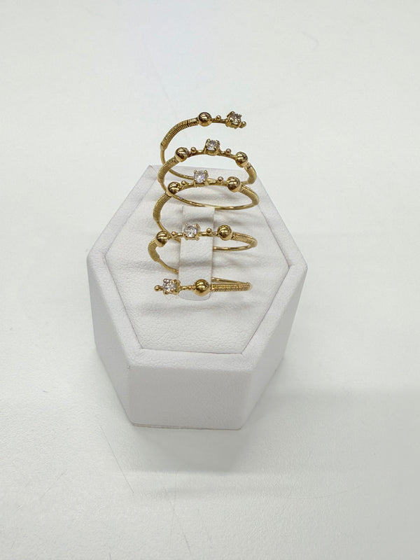Bague en Or Jaune 18K avec Zirconiums T.54