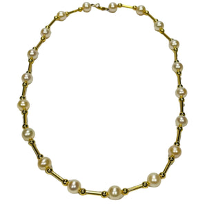 Collier Ras du Cou en Or 18K avec Perles - 43cm - 15.75gr