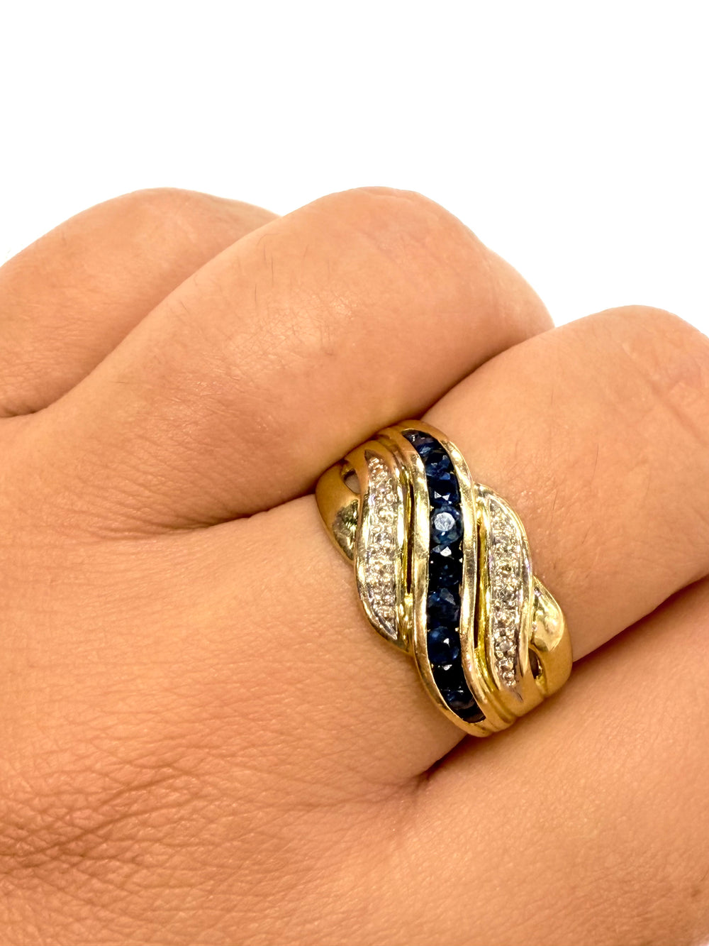 Bague empierrée 18K avec Saphirs et Diamants