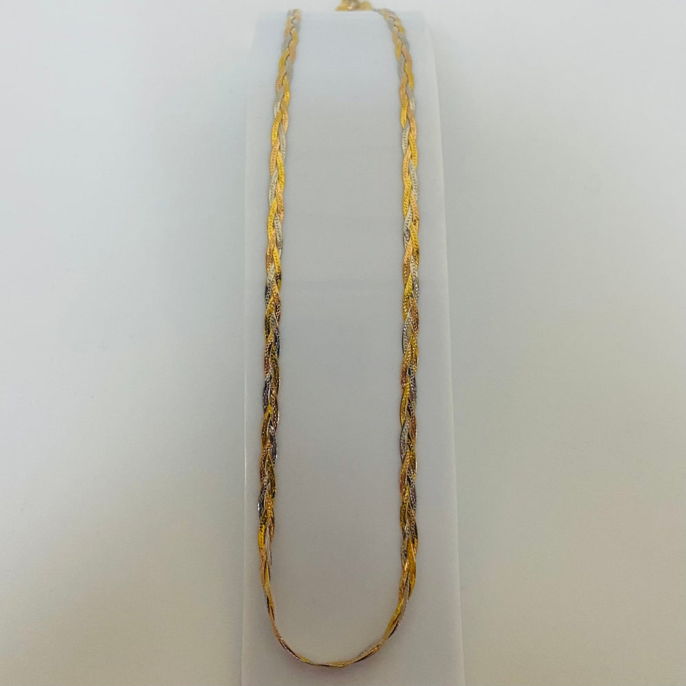 Collier Ras du Cou Tressé 3 Ors 18K 5.08 Grs