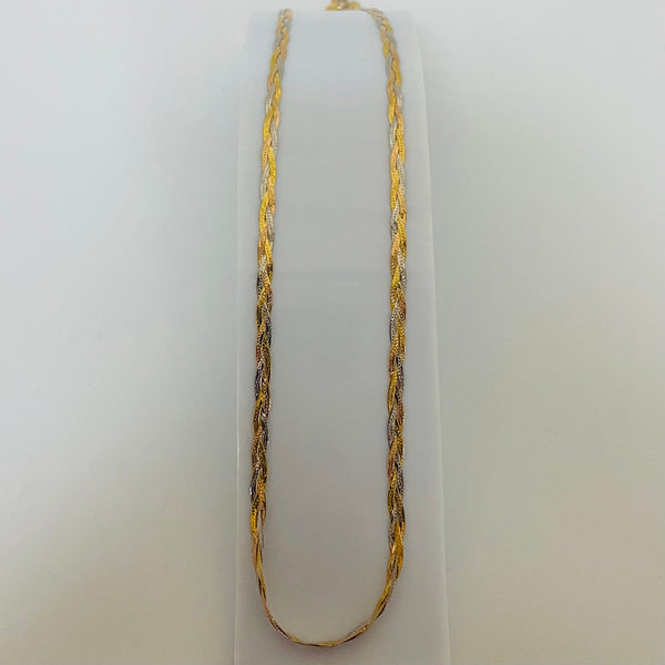 Collier Ras du Cou Tressé 3 Ors 18K 5.08 Grs