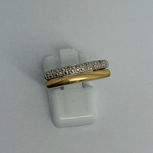 Bague Tank en Or Jaune et Gris 18K et Diamants - Taille 53 - 3.23g