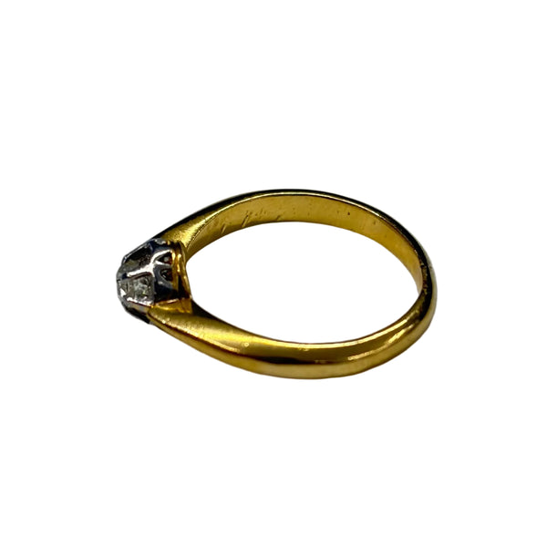 Bague Solitaire Or Jaune et Gris avec Diamant 18K