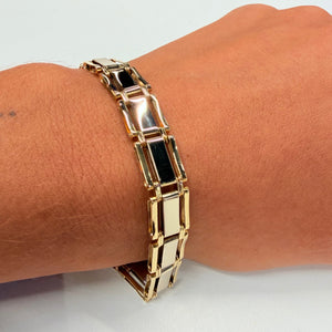 Bracelet maillon miroir or jaune et blanc 18k - 20.17 G