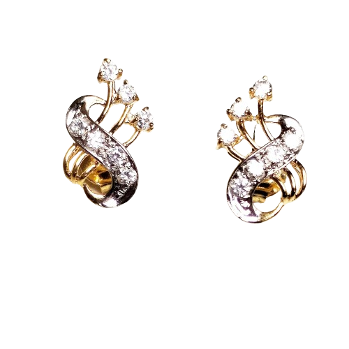 Boucles d'oreilles en or jaune et blanc 22K - 3.33 Grs