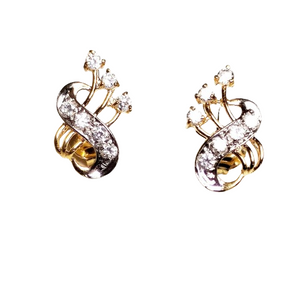 Boucles d'oreilles en or jaune et blanc 22K - 3.33 Grs